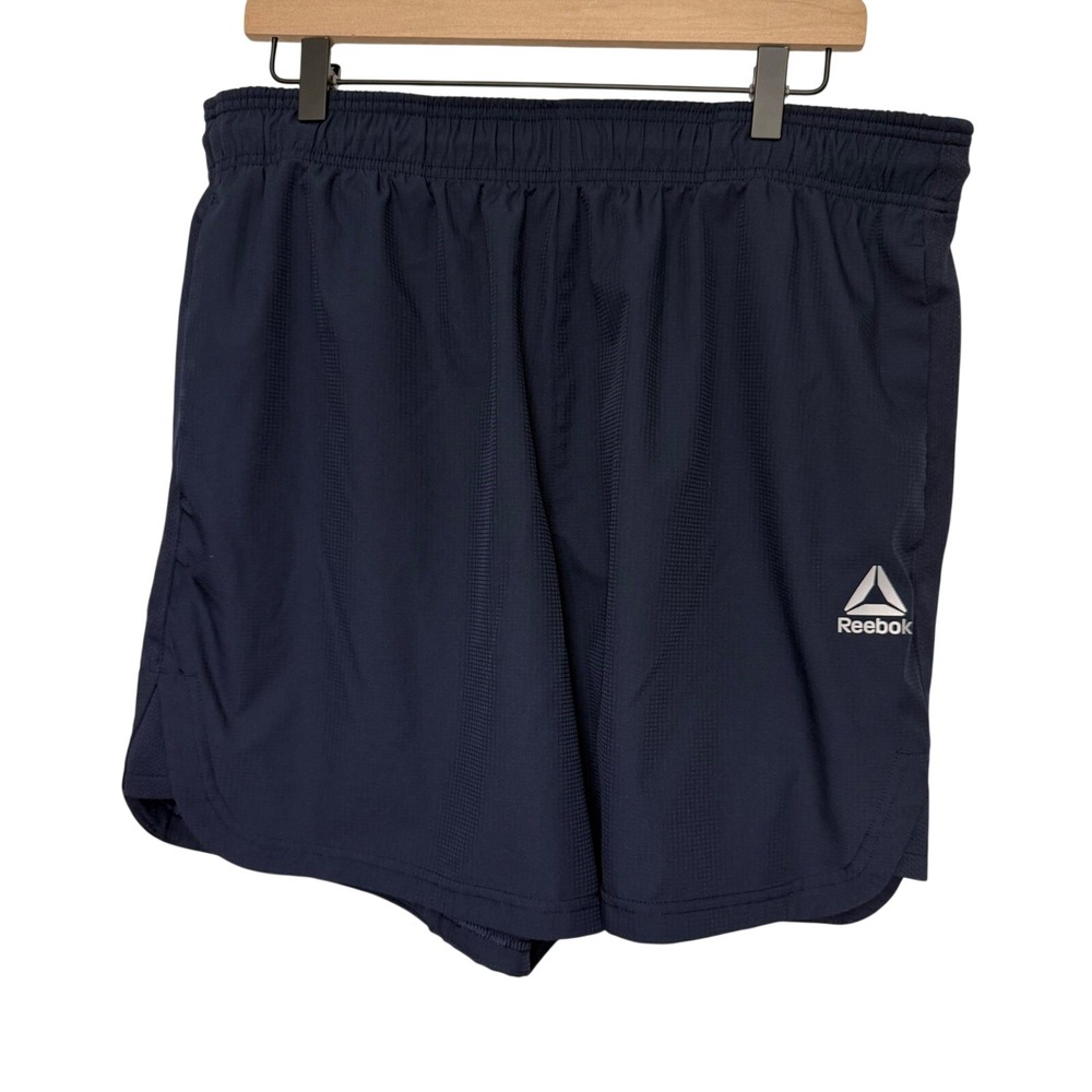 Reebok Mens Navy Blue Running Shorts XL REM223SH35 Athletic Gym Training 6in